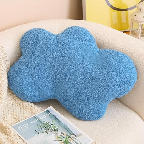 Zinsale Kissen Wolke Plüschkissen Weiches Wolkenförmiges Wurfkissen Wolke Gefülltes Plüsch Dekokissen Kissen Kissen für Heimdekoration (Blau)