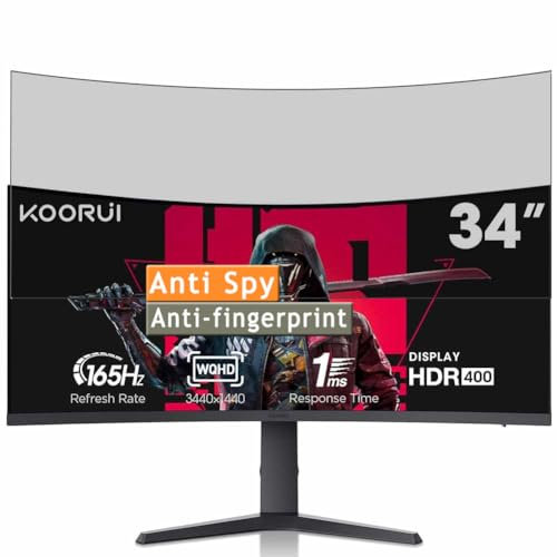 Vaxson Privacy Screen Protector, compatible with KOORUI 34E6UC 34 Monitor, Anti Spy Guard Film Protectors Sticker [NOT Tempered Glass]