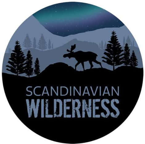 Skandinavien Aufkleber, 9 cm, Nordlichter, Elch, Autoaufkleber, wetterfest