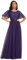 Ever-Pretty Abito Cerimonia Donna Paillettes Stile Impero Maniche Corte Linea ad A Vestito Elegante Sposa Scollo a Rotondo Donna Tulle Viola Scuro 38