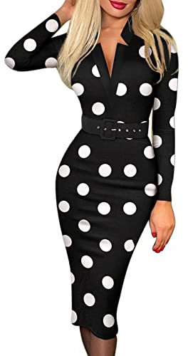 Womens 50s 60s Vintage Pencil Dress Bodycon Cap Sleeve Dress Black