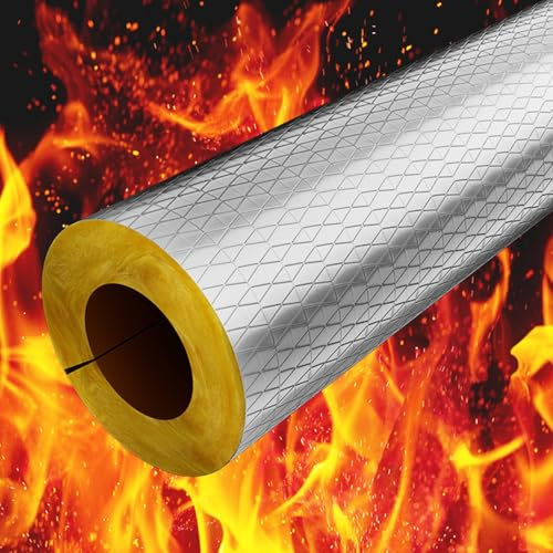 LRHELPBNR Rohrisolierung, Isolierung Mit Schutzhaut, Rohrisolierung Selbstklebend, Rohrschale Aus Steinwolle Mit Aluminiumüberzug, Isolierung Für Kaminrohre Und Heizungen(L 1M-27MM/1IN-30MM)