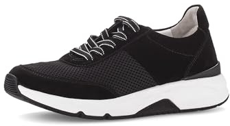 Gabor Low-Top Damen Sneaker 66.897 - Damen Schuhe mit Herausnehmbares Wechselfußbett für Einlagen - Frauen Halbschuhe - Schwarz 37