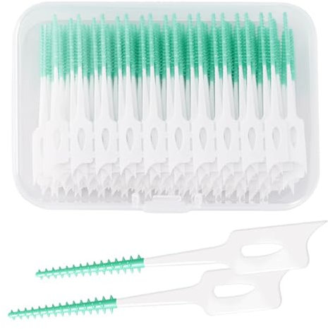 100 Pezzi Scovolini Interdentali,Spazzolini Scovolini Multifunzione,Per Efficacemente lo Spazio Interdentale,per Famiglia Pulizia dei Denti quotidiana(Verde)