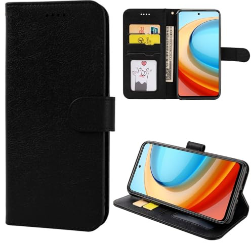 MEMELOKA Cover per ZTE Blade A75 5G, Interno TPU Antiurto e Premium PU Flip Wallet Custodia per ZTE Blade A75 5G con Slot per Scheda [Magnetica a Scatto][Funzione di Supporto] - Nero