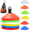 LATERN 60Pcs Marker Disc Cones, 19CM Football Training Cone Sports Safety Space Marker Cones with Carry Bag and Holder for Agility Footwork Rugby Football Basketball Soccer Sport Training (6 Colors)