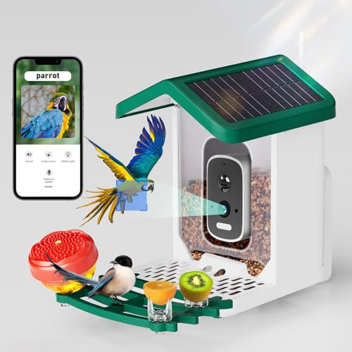 Smart Bird Feeder with Camera Solar Powered, 2.5K HD AI Identify Bird Species, Smart Bird House with Cam, Auto Capture Bird Videos, Instant Notifications, Gift for Bird Lovers and Mom Dad
