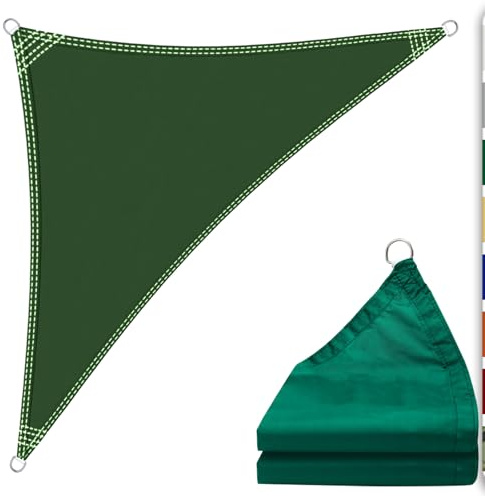 Toldo Vela de Sombra Triángulo 2m x 2m x 2.8m HDPE Transpirable Prevención Rayos UV Impermeable Toldos Exterior con Cuerda para Jardín Patio Exteriores Arena Terraza Balcón - Verde