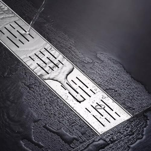 304 - Sistema de desagüe de acero inoxidable para ducha, patio, entrada y desagüe, con canalón y rejilla (10 x 3 cm)