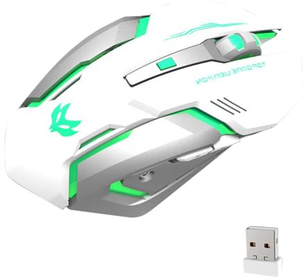 Wireless Mouse: Precision Rechargeable Pointer, Pulsing LED Illumination | Radio Frequency Clicker With Six Mute Keys, High Performance Electronic Notebook Device, E