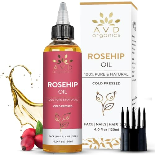 AVD Organics Rosehip Oil for 120ml – Cold Pressed Rose Hip Oil for Scalp, Hair, Nails & Body – Rosehip Oil with Lightweight Texture – 100% Natural & Multi-Purpose Use (4.0 fl oz)