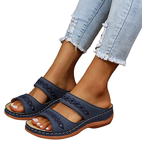 Sandales Orthopédiques Femme - Piscine Confortable Sandales Pieds Sensible Été Claquettes Antidérapant Mules et Sabots Compensées Pied Large Chaussure