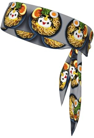 Diadema deportiva con diseño de huevera, fideos y ramen, banda para el pelo para entrenamiento, correr, yoga, talla única
