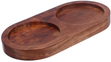 LALADEFIEE Acacia Wood Salt Pepper Grinder Tray Wooden Holder Stable Storage for Spice Mills Kitchen Countertop Organizer Elegant Non-Fading Design