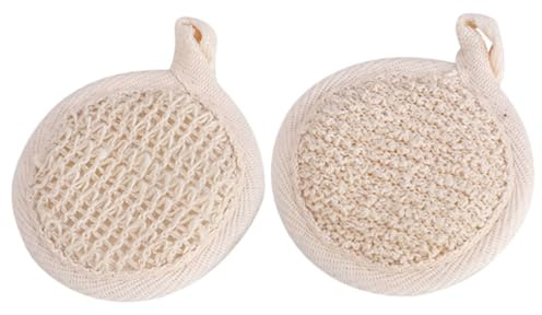 Cabilock Weiche Duschbälle aus Punktgewebe Beige für Reichhaltigen Schaum Entfernt Staub 2 Stück für Dusche und Bad