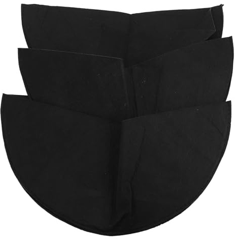 plplaaoo 3 Stück halbrunde Pflanzgefäßeinlagen aus Filzstoff, wiederverwendbar, für Wandbehang, Blumentopf, Korb, Schwarz, langlebig, atmungsaktiv, wasserdicht, für drinnen und draußen, (16 Zoll)