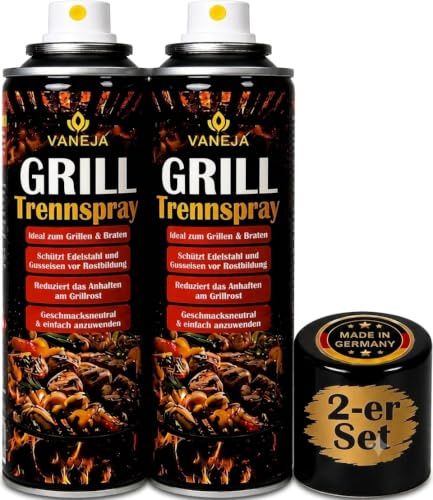 VANEJA Trennspray Grill 2 x 200 ml – Fetttrennspray & Backtrennspray | Zum Grillen, Braten & Backen, Backtrennspray, Trennfett, Non Stick Spray für Plancha, Grill und Sandwich Maker