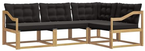 vidaXL Outdoor-Sofagarnitur mit Kissen 4 pcs Weiß und Schwarz, Garten Loungeset, modernes Outdoor Sofa, langlebige Möbel, stylische Terassen-Sitzgelegenheiten, ideal zum Entspannen