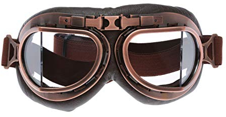 MUXSAM 1Stück Schutzbrillen Sonnenbrille Vintage Motorradbrille Fliegerbrille für Fahrrad Skibrillen Vintage Motorräder Brille für ATV Bike,Durchsichtig