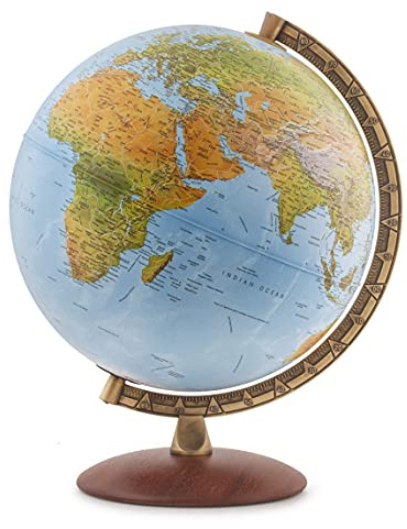 Waypoint Geographic Lugano Beleuchteter Globus für den Schreibtisch, 30,5 cm, mit Ständer und blauem Ozean, aktuelle Weltkugel