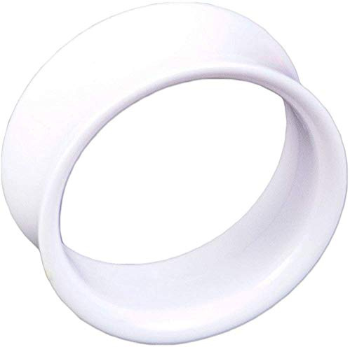 viva-adorno® 1 Stück Double Flared Flesh Tunnel Plug Tube Tunnel ohne Gewinde Kunststoff Acryl Größe 3-22mm UFT, Tunnel weiß 5mm