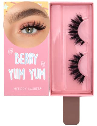 Melody Lashes VEGAN 3D Wimpern - ultra fluffig und super leicht - wiederverwendbar (Berry Yum Yum - Ice Pop)