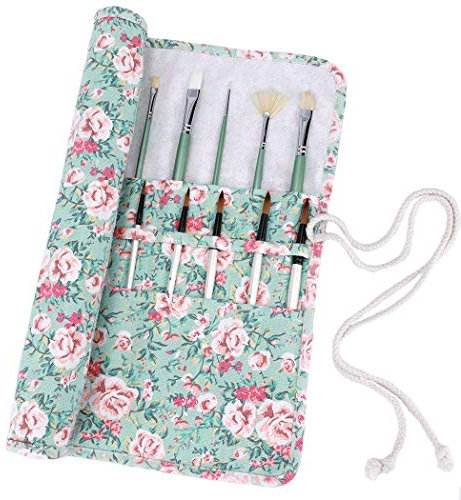 Amoyie trousse à crayon enroulable pour pinceaux de peinture, sacs organiseurs de toile, enveloppe de crayon porte-brosses pochettes rouleaux