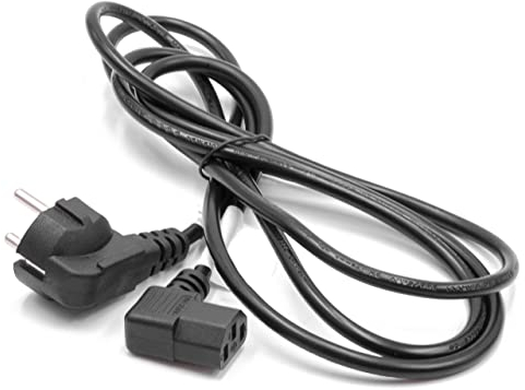 vhbw Câble d'alimentation Cordon électrique Schuko Secteur Prise C13 3 Dents 2m coudée pour PC Portable, Monitor, Imprimante