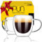 Punpun Double Wall Insulated Espresso Glass Cups Set of 2 - Perfect for Latte, Cappuccino & Hot Chocolate (250ml/8.5oz)