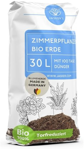 Blumenerde Zimmerpflanzen 30 L - Zimmerpflanzen-Erde aus 100% natürlichen Rohstoffen - Für Blüh- & Grünpflanzen - Luftig & Lockere Erde für Pflanzen mit Dünger - Pflanzenerde Zimmerpflanzen