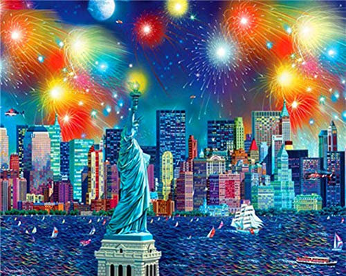 WOWDECOR Peinture Numéro Adulte Enfant, États-Unis Statue de la Liberté Bâtiment DIY Peinture par numero, Paint by Numbers