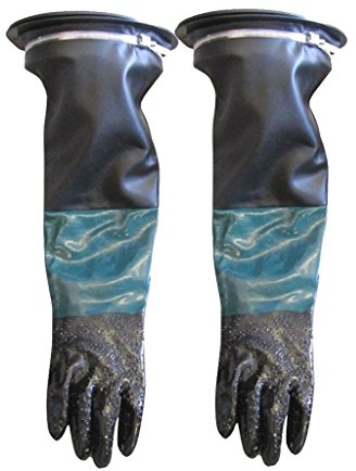 Tenlacum 1 Paar 60 cm PVC-Handschuhe mit Halterung, Sandstrahl-Handschuhe, Schutzhandschuhe