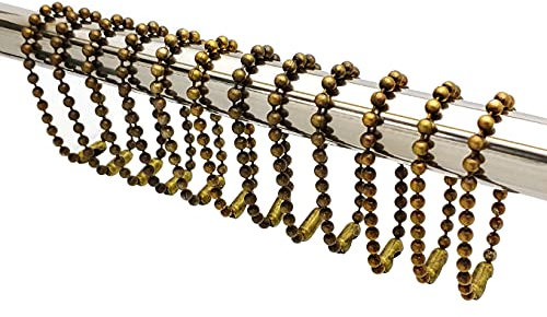 BallchainAge Shower Curtain Hooks, Shower Curtain Rings 12pcs, spa-Quality Look-Antique Brass
