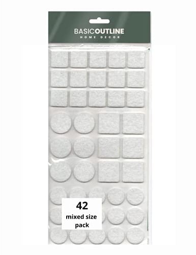 White Felt Furniture Pads Floor Protectors Felt pads for furniture feet Chair Pads Mixed Sizes (white, 42)