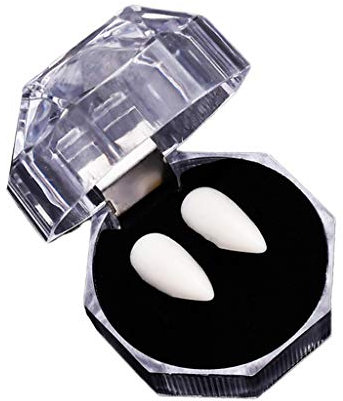 Sharplace Zombie Reißzähne, Vampirzähne zum Aufstecken und Modellieren mit Aufbewahrungsbox für Halloween, Cosplay - Länge: 13/15/17/19mm, 17mm
