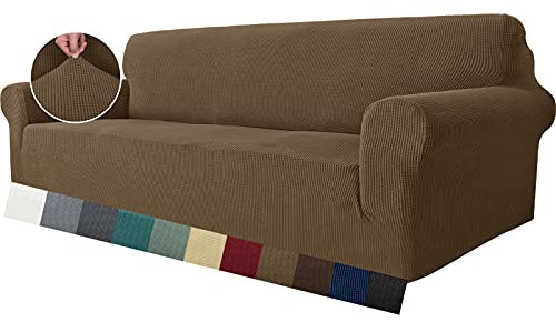 MAXIJIN Super Stretch Couch Bezug für 4-Sitzer Couch (4 Sitzer, Braun)