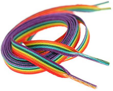 Luxshiny Regenbogen Schnürsenkel Flache bunte Schnürbänder Elastische Schnürriemen Schuhbendel für Männer Frauen Turnschuhe Sport Sneakers Rollschuhe 140cm