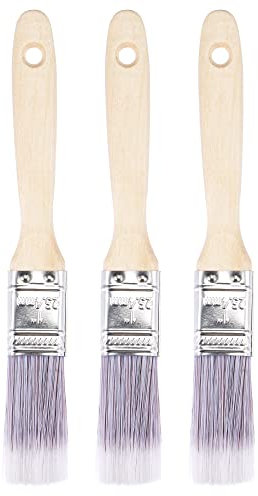 sourcing map 8 Paint Brush 1 Width Nylon Bristle with Wood Handle for Wall Treatment Grey 3Pcs