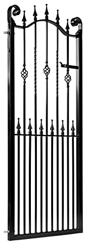 metal tall side gate, wrought iron style, tall single gate, Clitheroe Design, galvanised & powder coated black (width 3ft /74)
