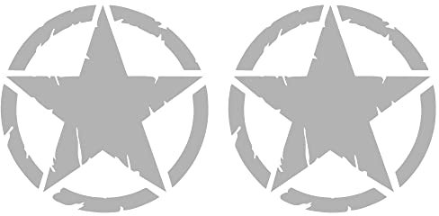 Destroyed Military Star Aufkleber US Army – Shapes Kit Pack – 2 Stück – 4x4 Offroad Auto Motorrad – verschiedene Größen 5 10 15 20 25 30 cm – Made in Italy (25 cm, Grau)
