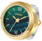 JewelryWe Ringuhr Fingeruhr Damen Analog Quarz Edelstahl Verstellbar Ring Uhr Fingerringuhr Uhrenring mit Grün Römischen Ziffern Rundem Zifferblatt und Gold Gehäuse