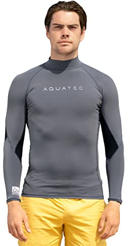 AQUATEC Men's Rash Vests - Short & Long Sleeve (Long Sleeve, X Large)