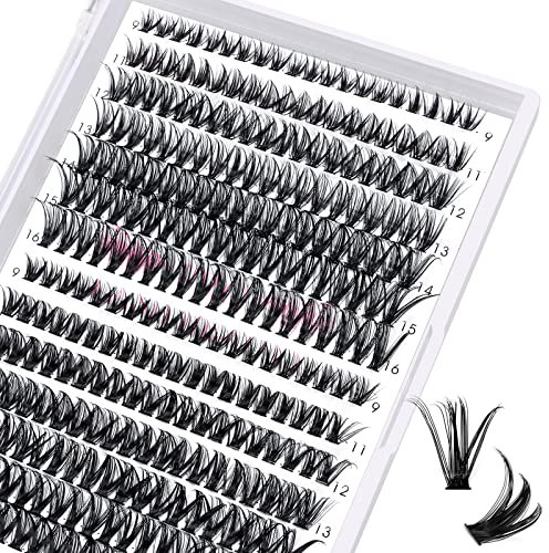 Faux Cils,280pièces Lash Individuels Cils DIY Extensions cils, Cluster Lashes,Extensions de Cils Ruban mince facile à appliquer à la maison Cils 40+50-D-9-15mix