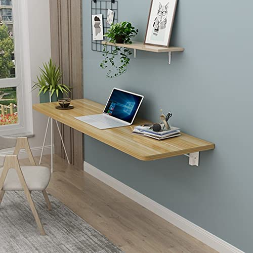 Tavolo Pieghevole A Ribalta Fissato al Muro, da parete, Risparmio di spazio, galleggiante per Cucina Salotto, Color Legno (Walnut)