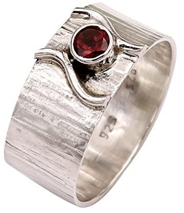 Silberring Granat Edelstein Goyal Exports 925 Sterling Silber Ring Silber Band Ring Solide Alle Größen Männer Frauen Ring Geschenkartikel Erklärung Handgemachter Schmuck SRG114 (63 (20.1))
