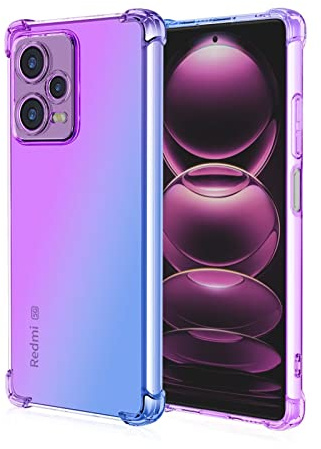 EASSGU Custodia per Redmi Note 12 Pro 5G (6.67 Inches), Cover Silicone TPU Colore Sfumato Trasparente, Custodia per Telefono Antiurto e Antigraffio - Blu Viola