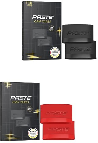 PASTE ® 2er Set Schienbeinschonerhalter Fußball Silikon Herren, Damen, Kinder (Schwarz & Rot) - Halterung für Fussball Stutzen als Schienbeinschoner Halter - Stutzen-Halter für Fußballstutzen