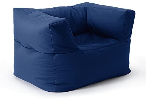 Lumaland Sitzsack-Lounge Modular Sessel | Einfach erweiterbares & leichtes Sofa | Waschbare & Wasserfeste Sitzmöbel für Innenräume & Garten | Indoor & Outdoor Sitz-Garnitur | 96x72x70 cm [Dunkelblau]