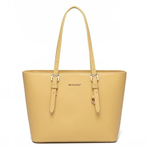 David Jones - Damen Shopper Handtasche - Frau Henkeltasche Mittlere Große Tote PU Leder - Tasche Schultertasche Büro Schule Einkauf Shopping Bag - Aktentasche Arbeitstasche Elegant Alltags - Gelb