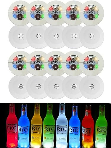 Montagnes Russes LED, sous - Verres sous - Verres Lumineux Bouteille Lumière Autocollant vin Cocktail sous - Verres (20 Paquets, Multicolor)